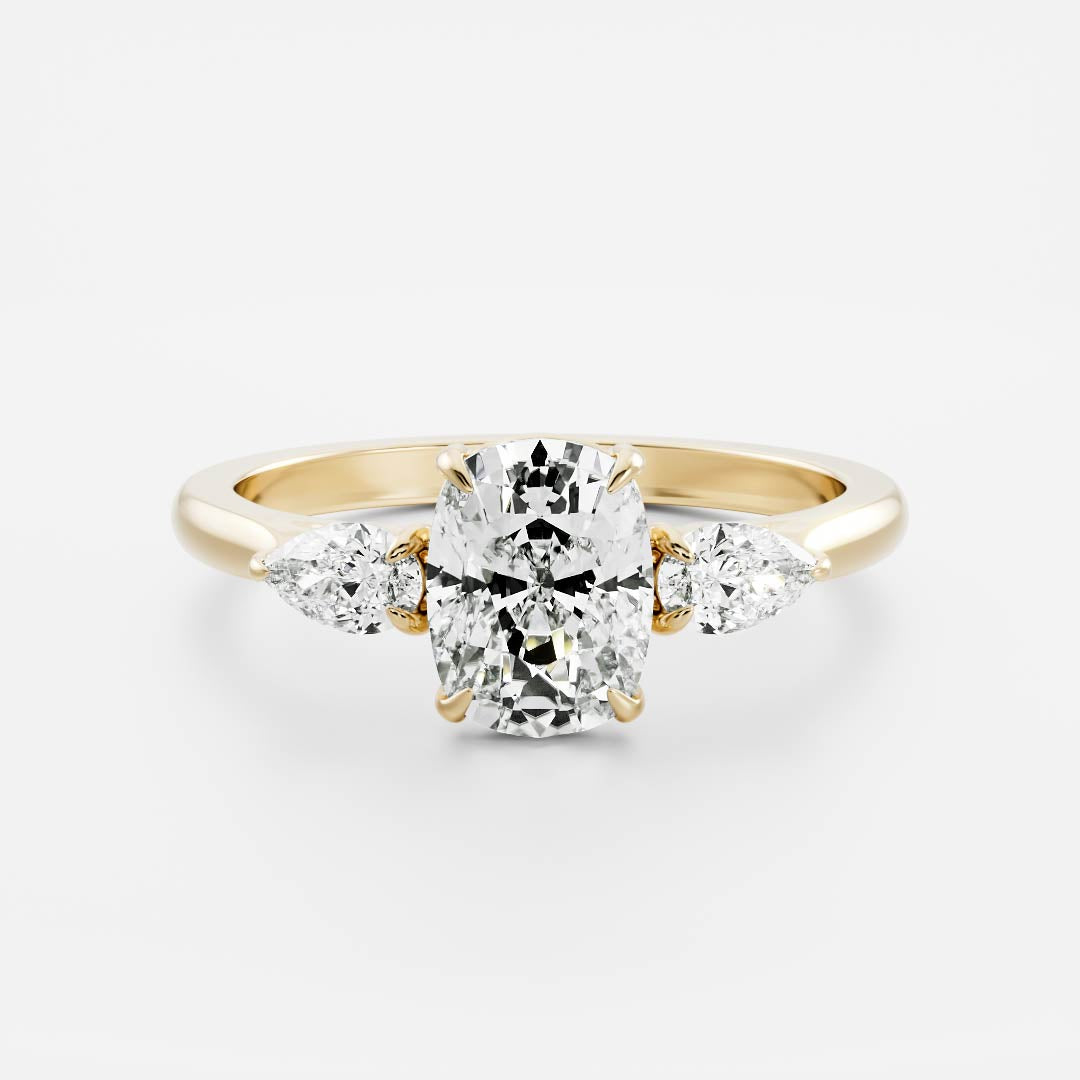1.20 Carats Elongated Cushion Shape Moissanite Three Stone Engagement Ring