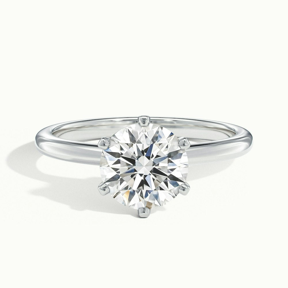 1.0 Carats Lab Grown Diamond Round Shape E-VS1 Solitaire Engagement Ring