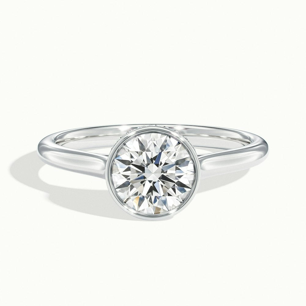 1.0 Carats Lab Grown Diamond Round Shape E-VS1 Bezel Solitaire Engagement Ring