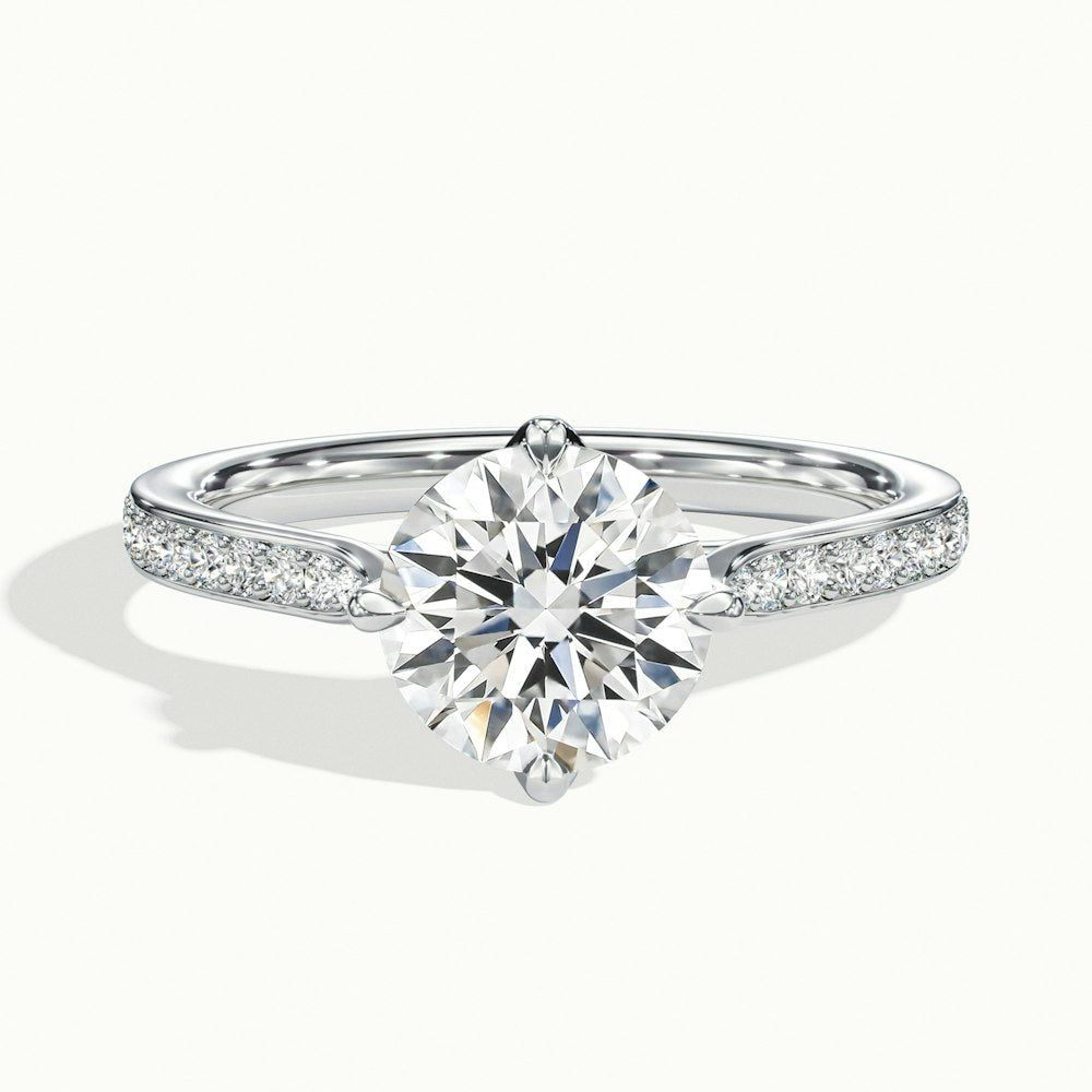 1.0 Carats Lab Grown Diamond Round Shape E-VS1 Pave Engagement Ring