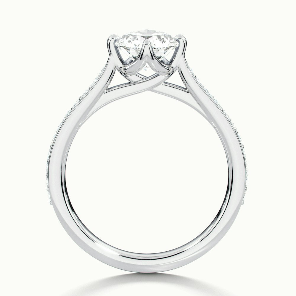 1.0 Carats Lab Grown Diamond Round Shape E-VS1 Pave Engagement Ring