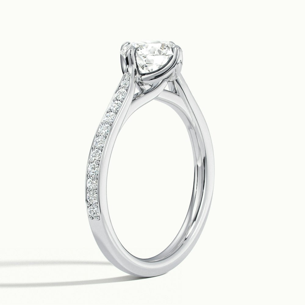1.0 Carats Lab Grown Diamond Round Shape E-VS1 Pave Engagement Ring