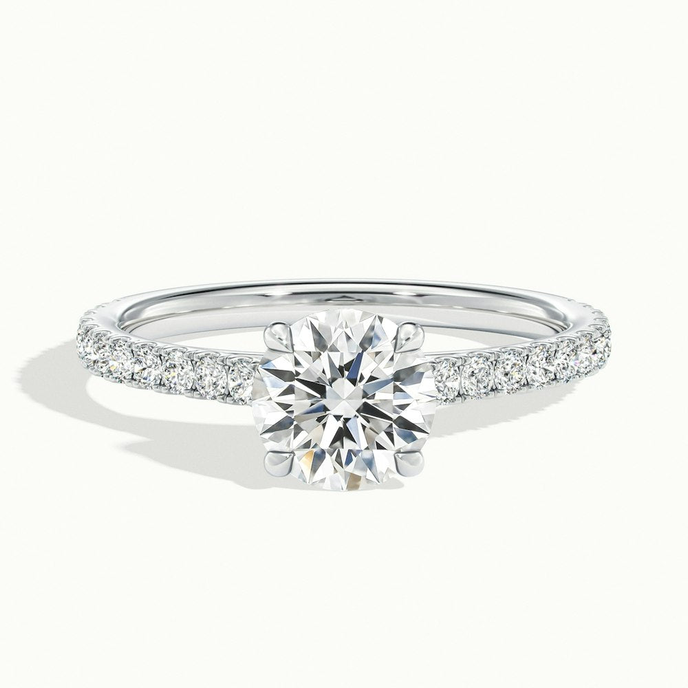 1.0 Carats Lab Grown Diamond Round Shape E-VS1 Pave Engagement Ring