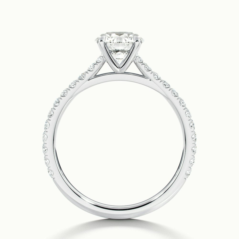 1.0 Carats Lab Grown Diamond Round Shape E-VS1 Pave Engagement Ring
