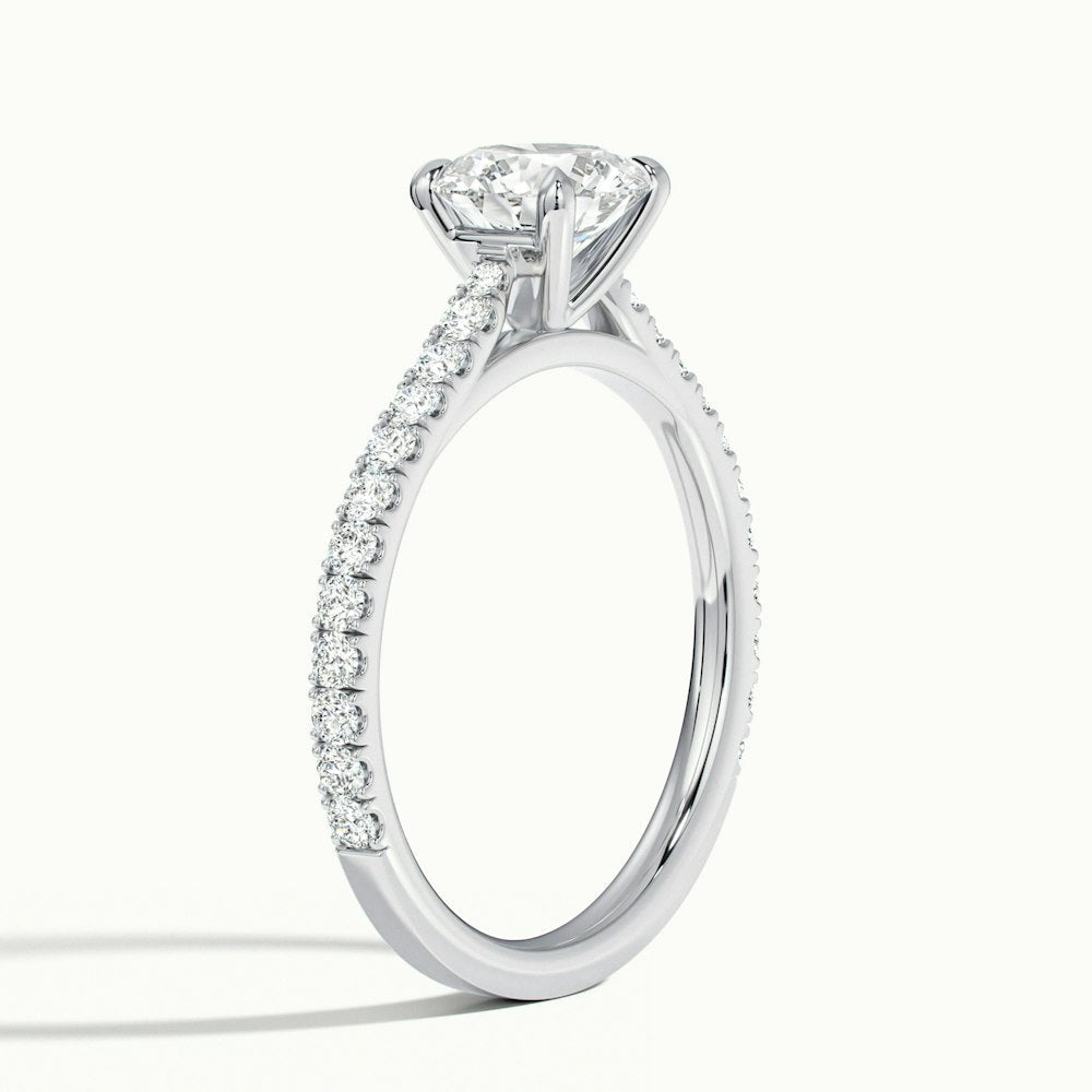 1.0 Carats Lab Grown Diamond Round Shape E-VS1 Pave Engagement Ring