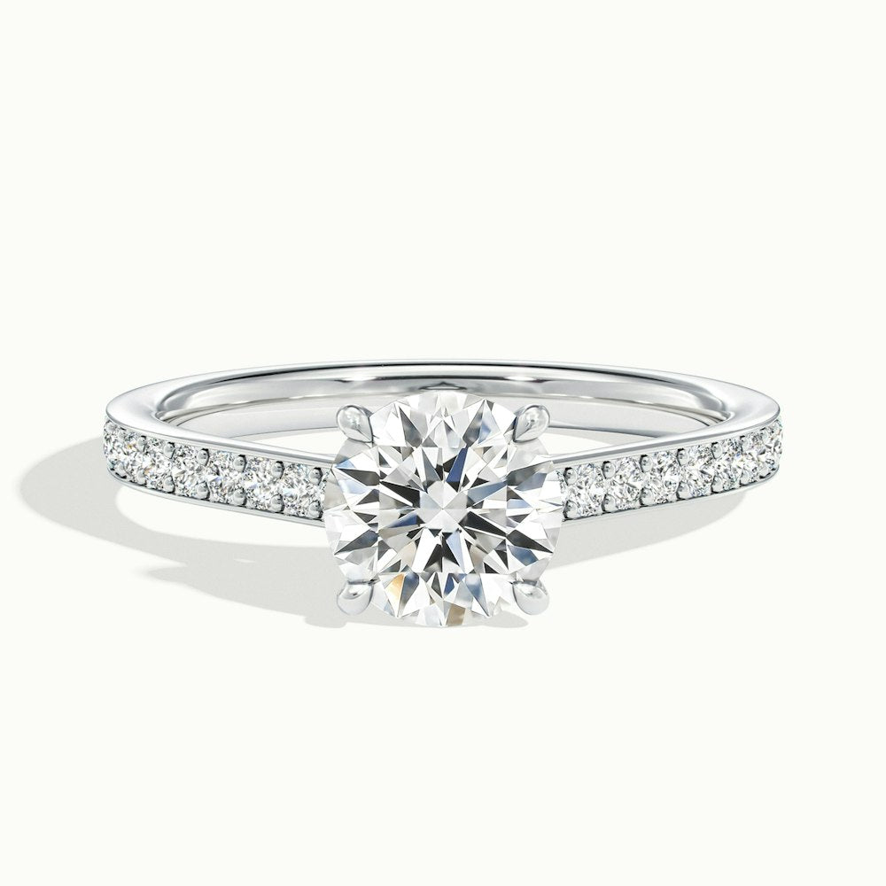 1.0 Carats Lab Grown Diamond Round Shape E-VS1 Pave Engagement Ring
