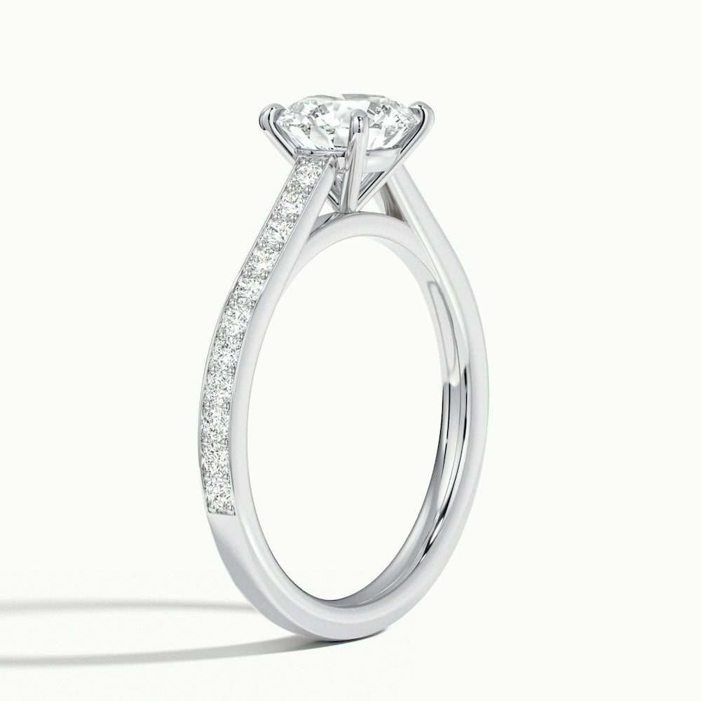 1.0 Carats Lab Grown Diamond Round Shape E-VS1 Pave Engagement Ring