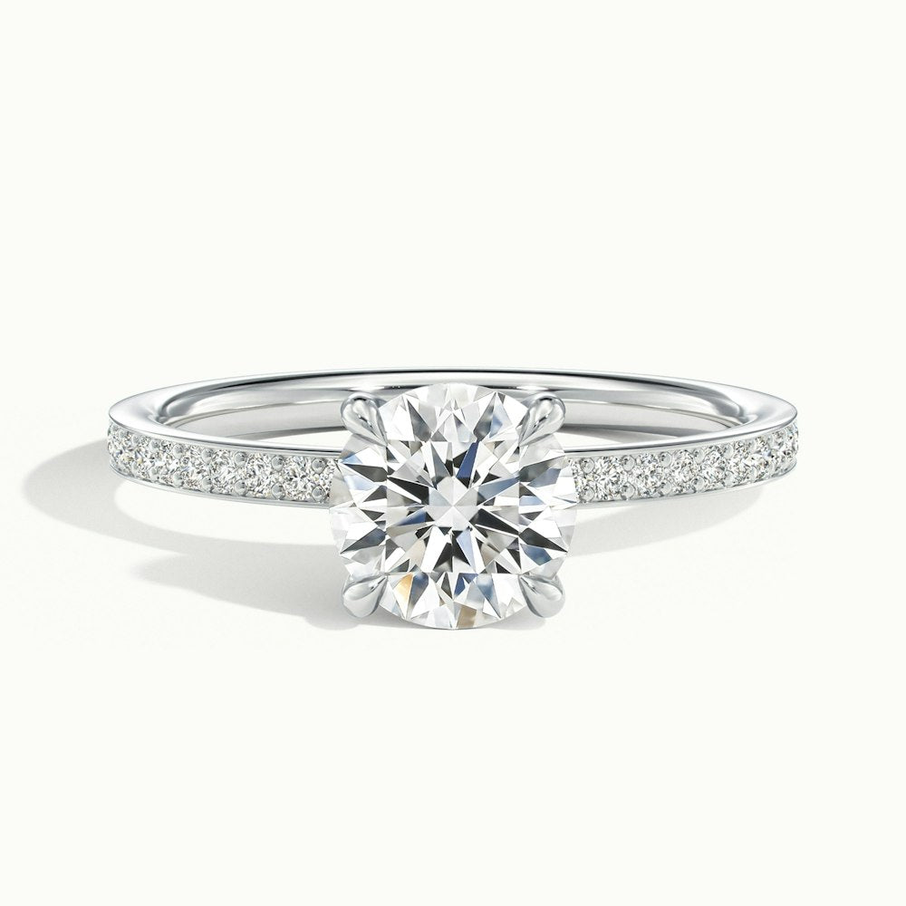 1.0 Carats Lab Grown Diamond Round Shape E-VS1 Pave Engagement Ring