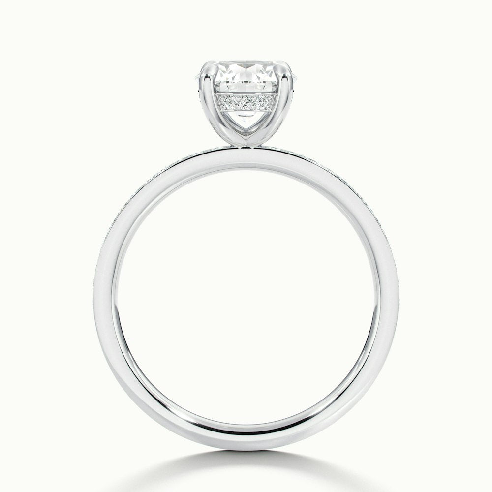 1.0 Carats Lab Grown Diamond Round Shape E-VS1 Pave Engagement Ring
