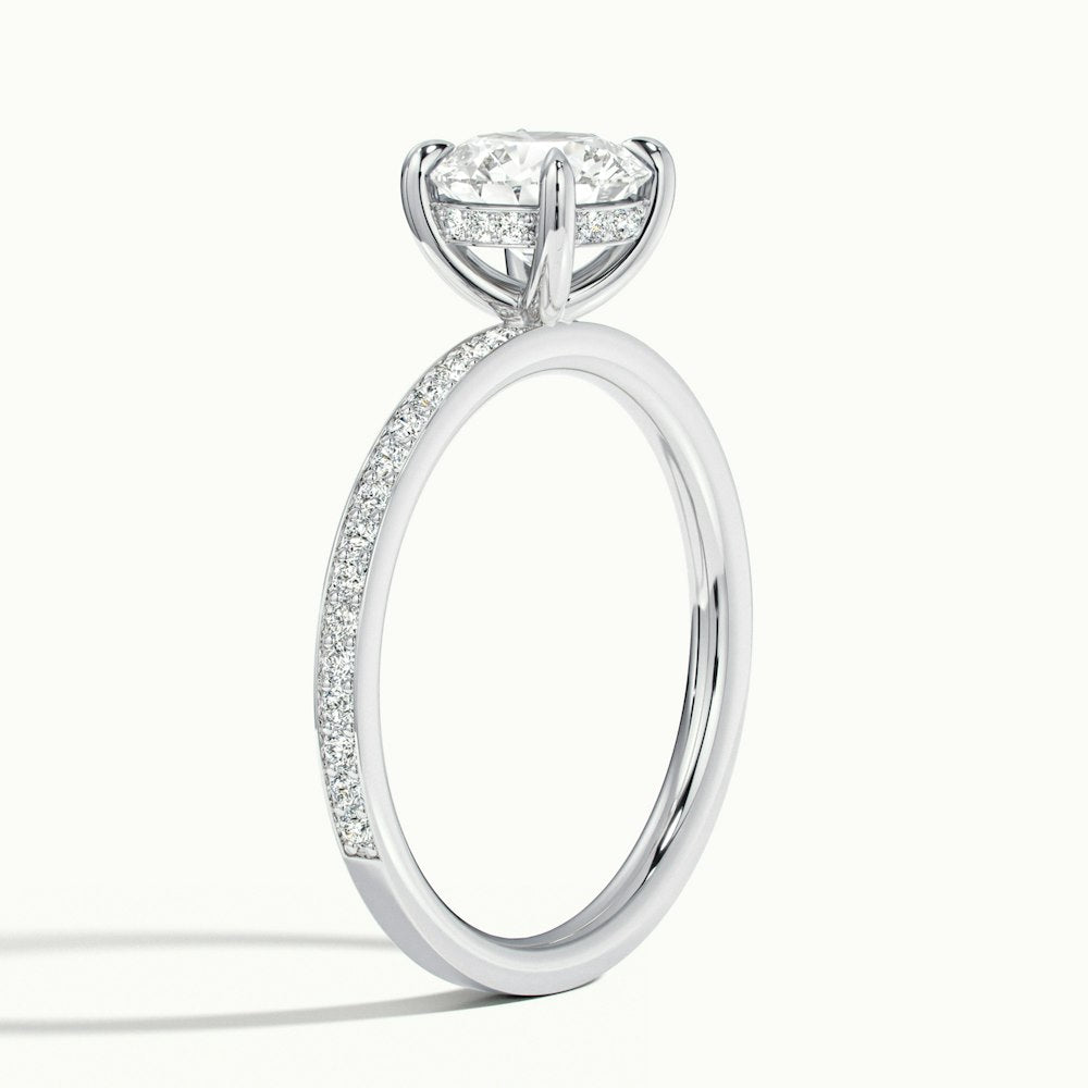 1.0 Carats Lab Grown Diamond Round Shape E-VS1 Pave Engagement Ring