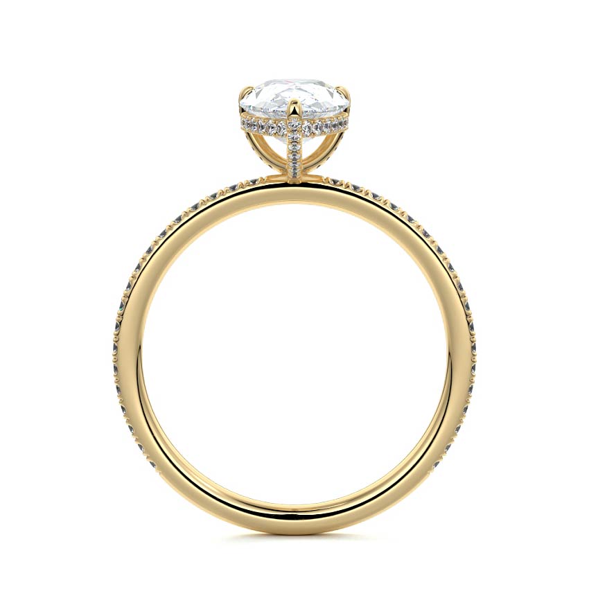 2.0 Carats Lab Grown Diamond Pear Shape E-VS1 Hidden Halo & Pave Engagement Ring