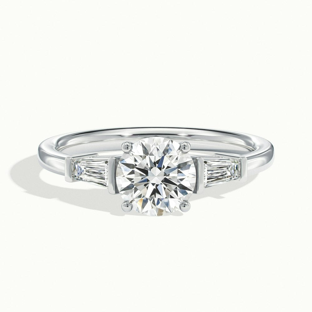 1.0 Carats Lab Grown Diamond Round Shape E-VS1 Three Stone Engagement Ring
