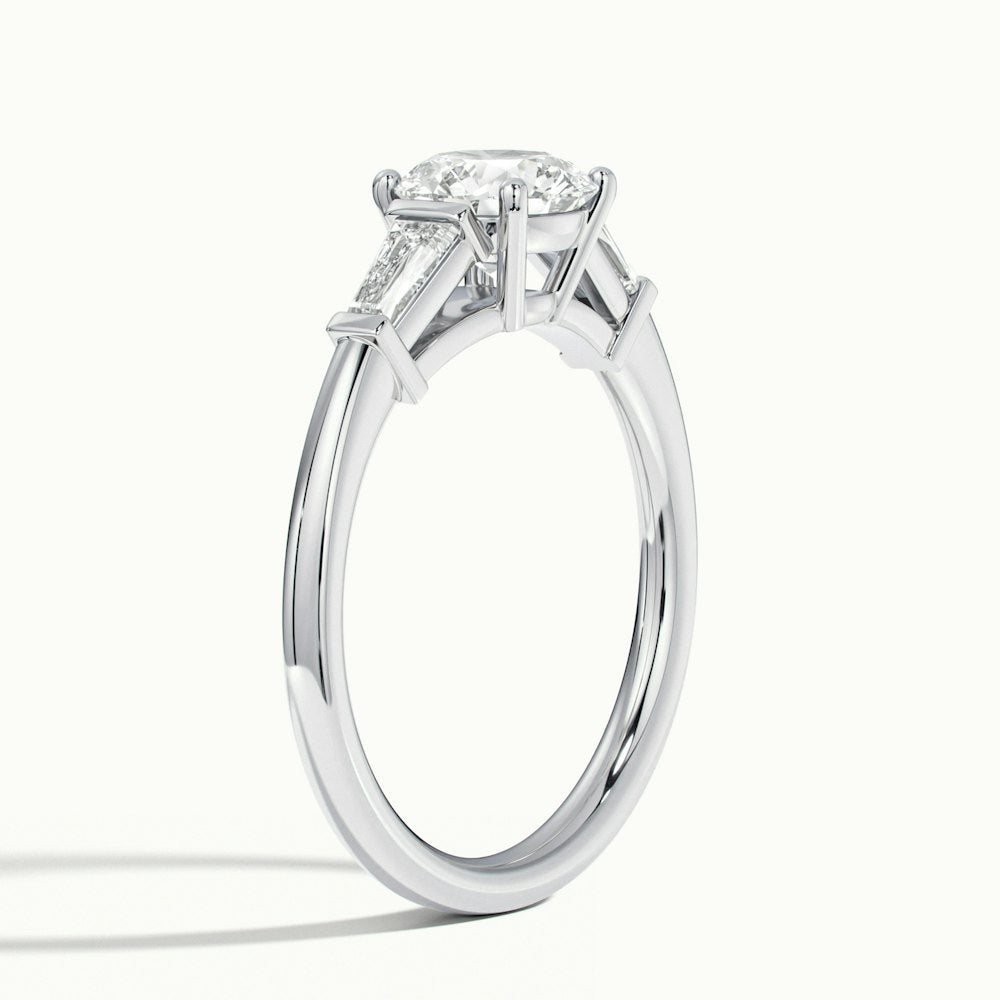 1.0 Carats Lab Grown Diamond Round Shape E-VS1 Three Stone Engagement Ring
