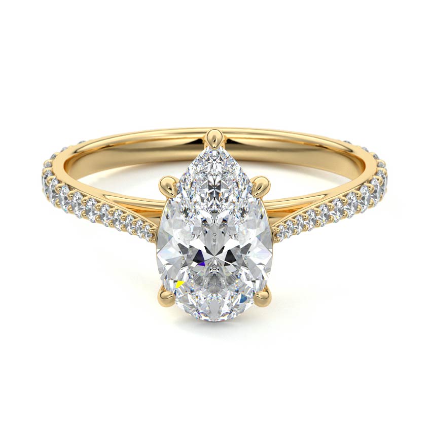 2.50 Carats Lab Grown Diamond Pear Shape E-VS1 Pave Setting Engagement Ring