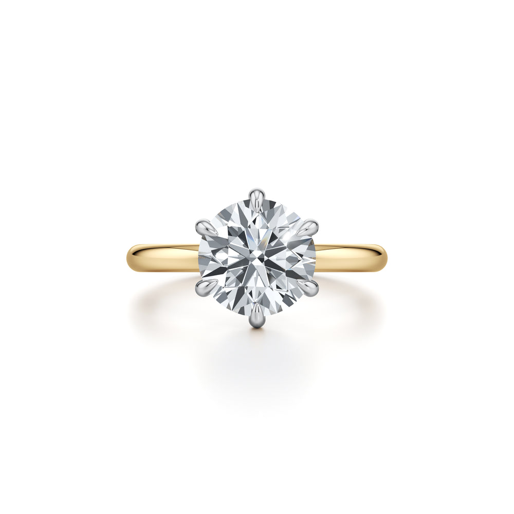 2.0 Carats Lab Grown Diamond Round Shape F-VS1 Hidden Halo Two Tone Engagement Ring