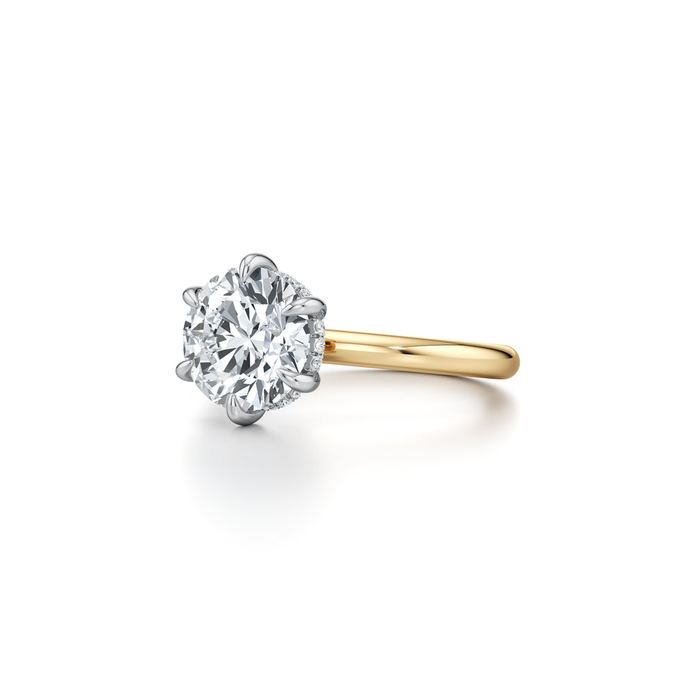 2.0 Carats Lab Grown Diamond Round Shape F-VS1 Hidden Halo Two Tone Engagement Ring