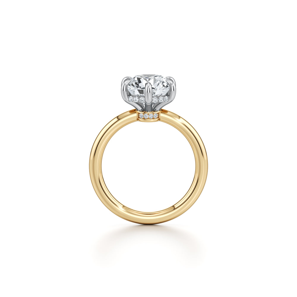 2.0 Carats Lab Grown Diamond Round Shape F-VS1 Hidden Halo Two Tone Engagement Ring