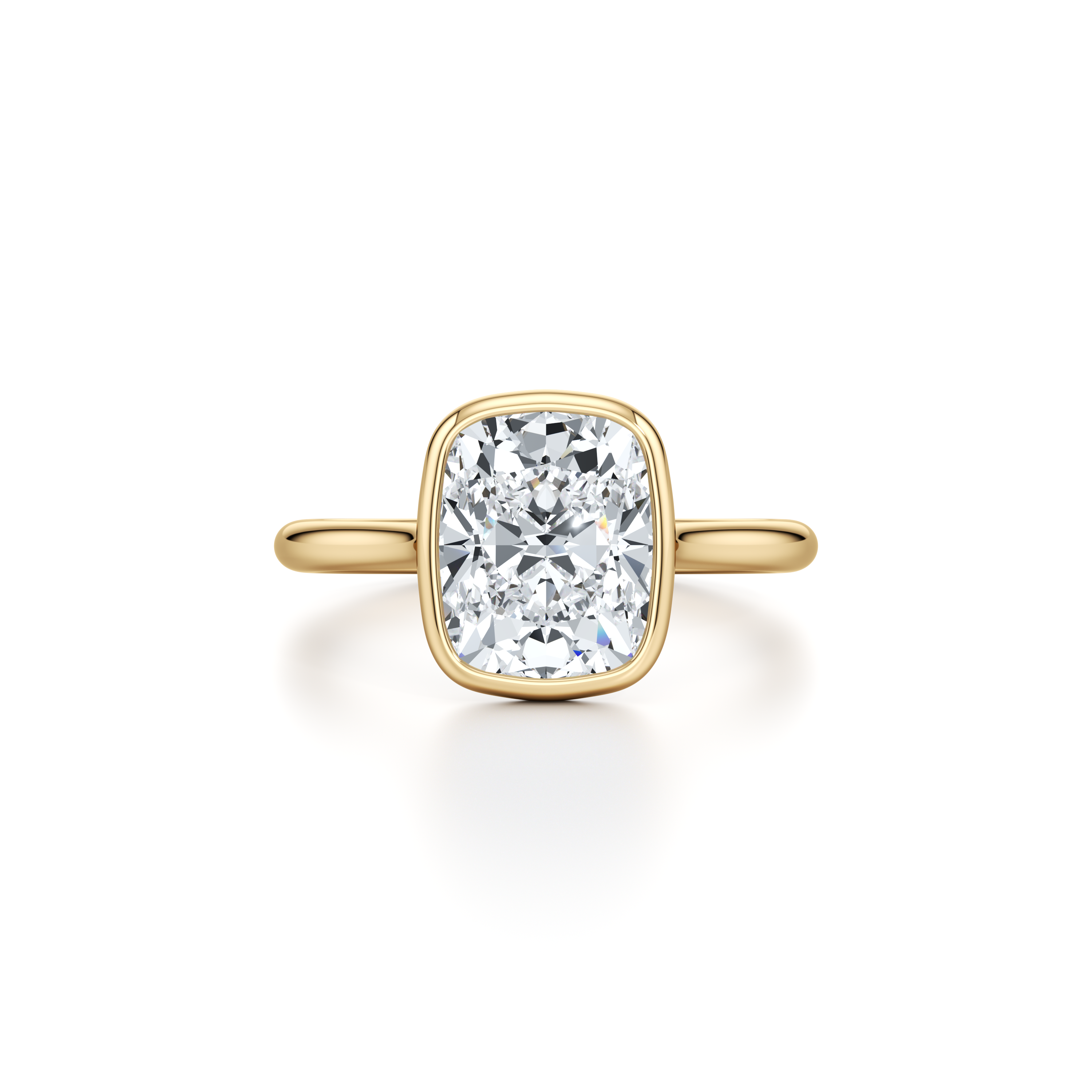 2.0 Carats Lab Grown Diamond Cushion Shape F-VS1 Bezel Solitaire Engagement Ring