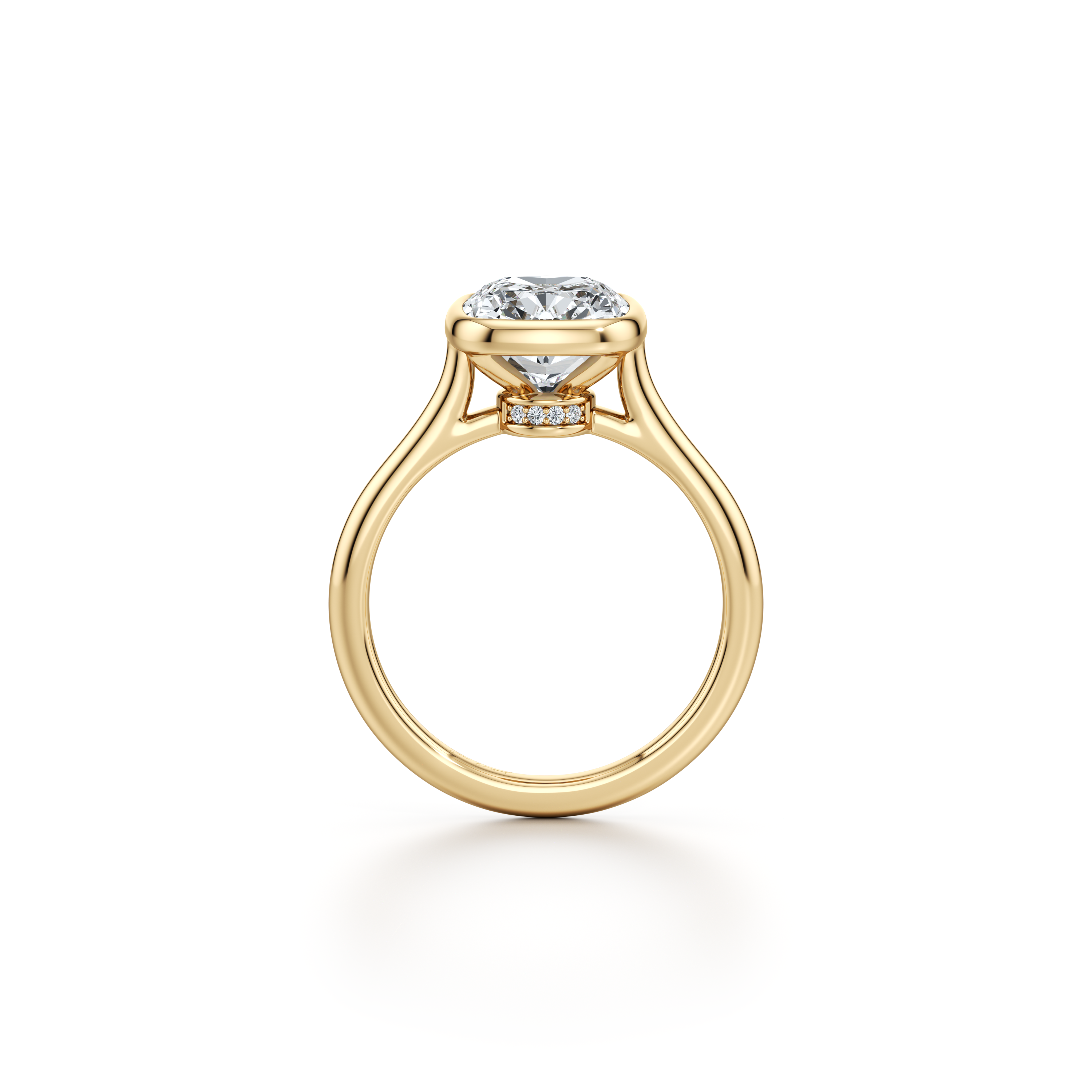2.0 Carats Lab Grown Diamond Cushion Shape F-VS1 Bezel Solitaire Engagement Ring