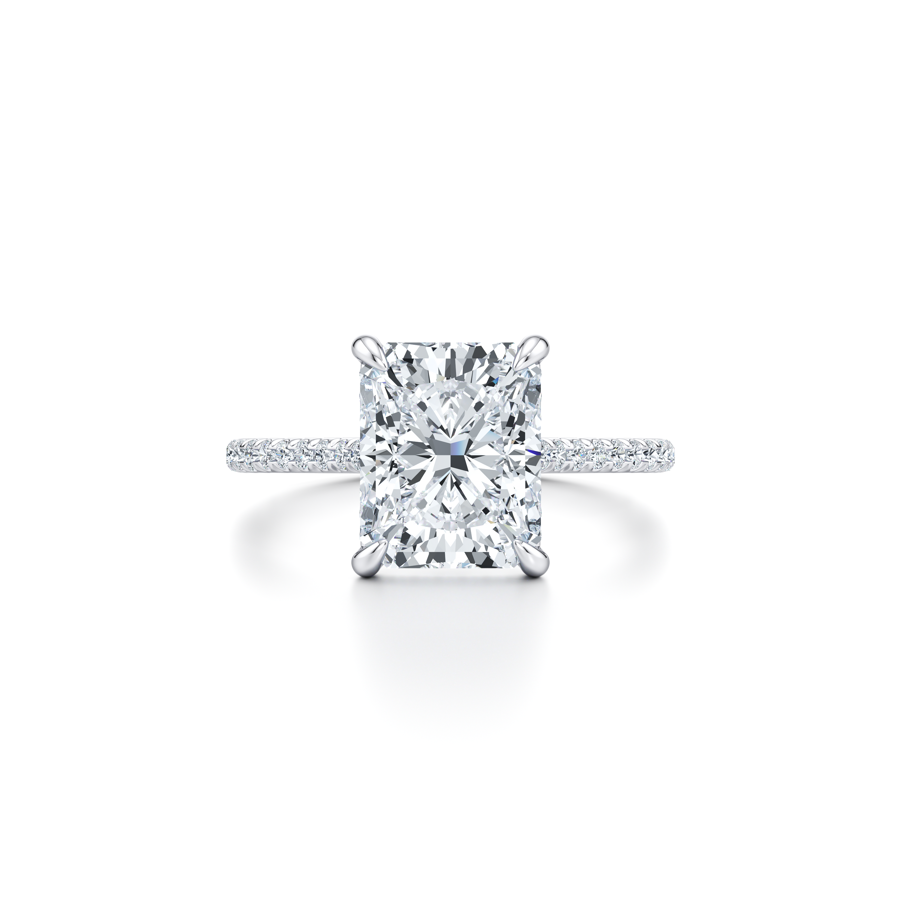 2.0 Carats Lab Grown Diamond Radiant Shape F-VS1 Pave Engagement Ring