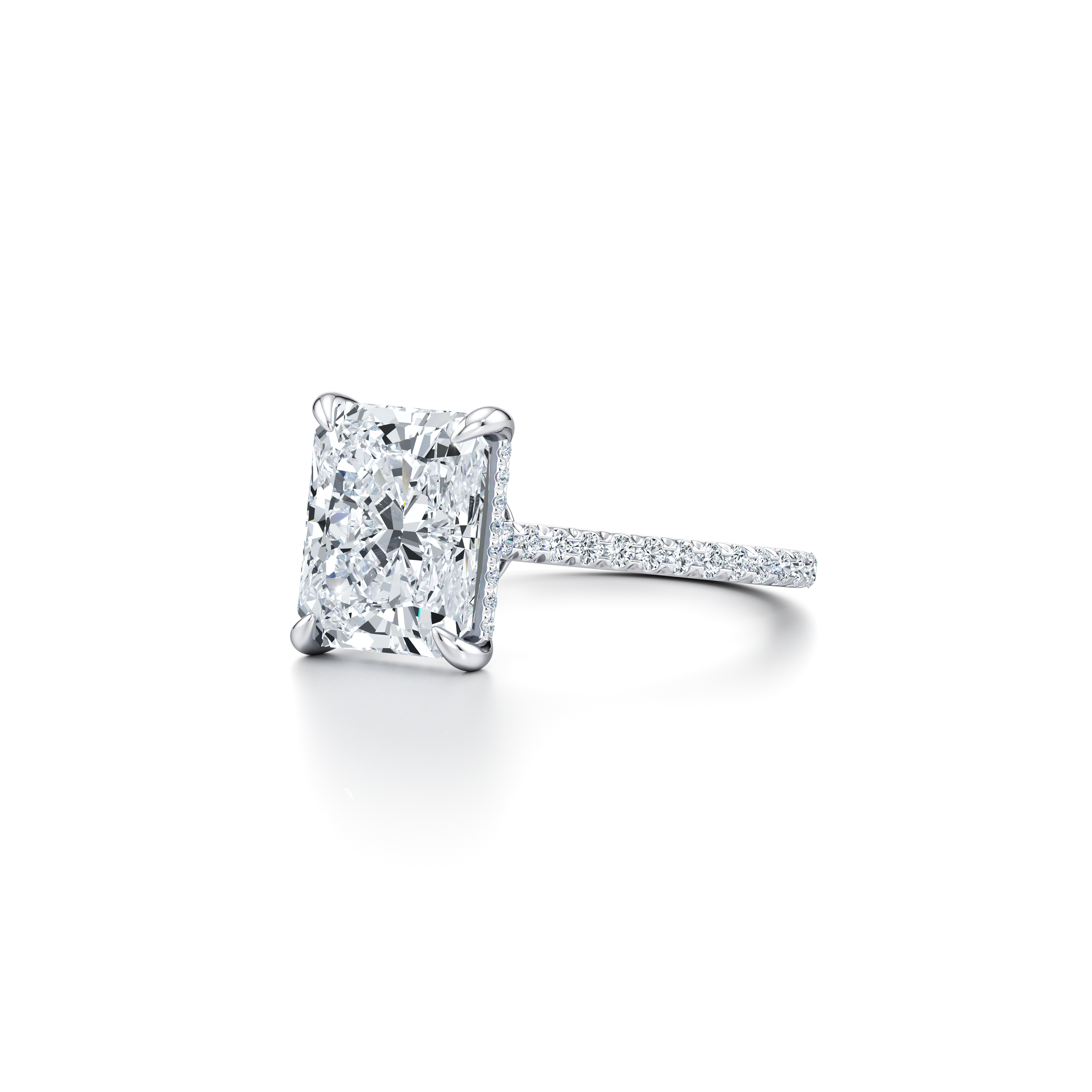 2.0 Carats Lab Grown Diamond Radiant Shape F-VS1 Pave Engagement Ring