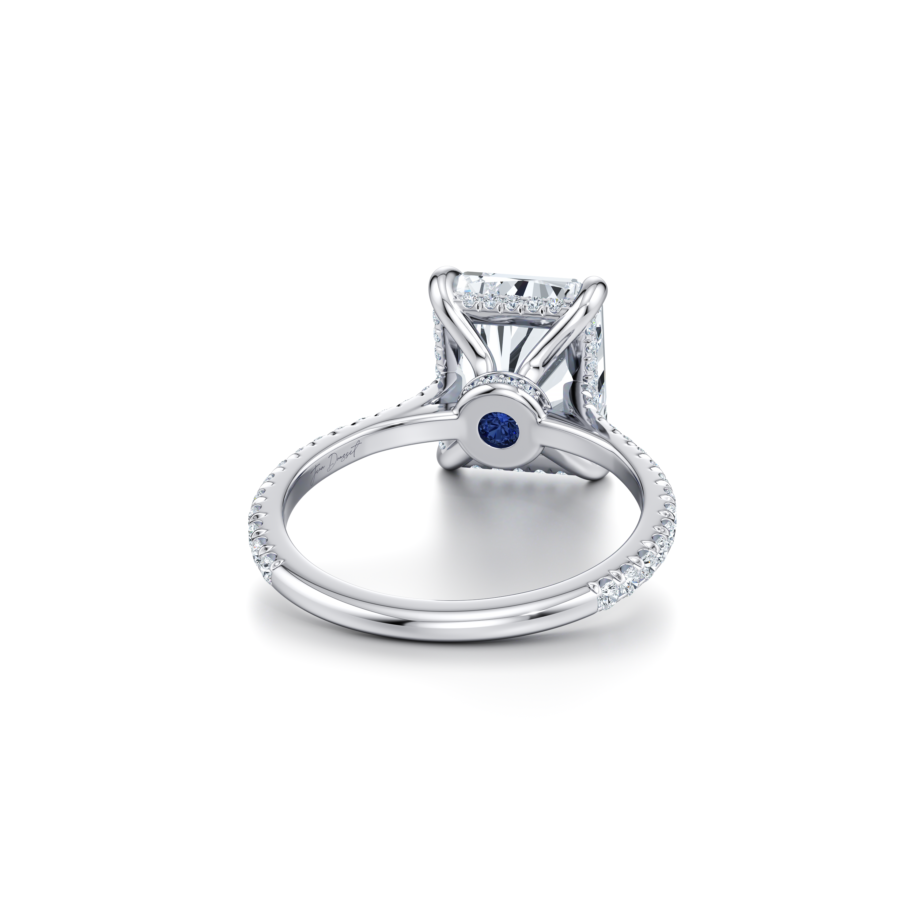 2.0 Carats Lab Grown Diamond Radiant Shape F-VS1 Pave Engagement Ring