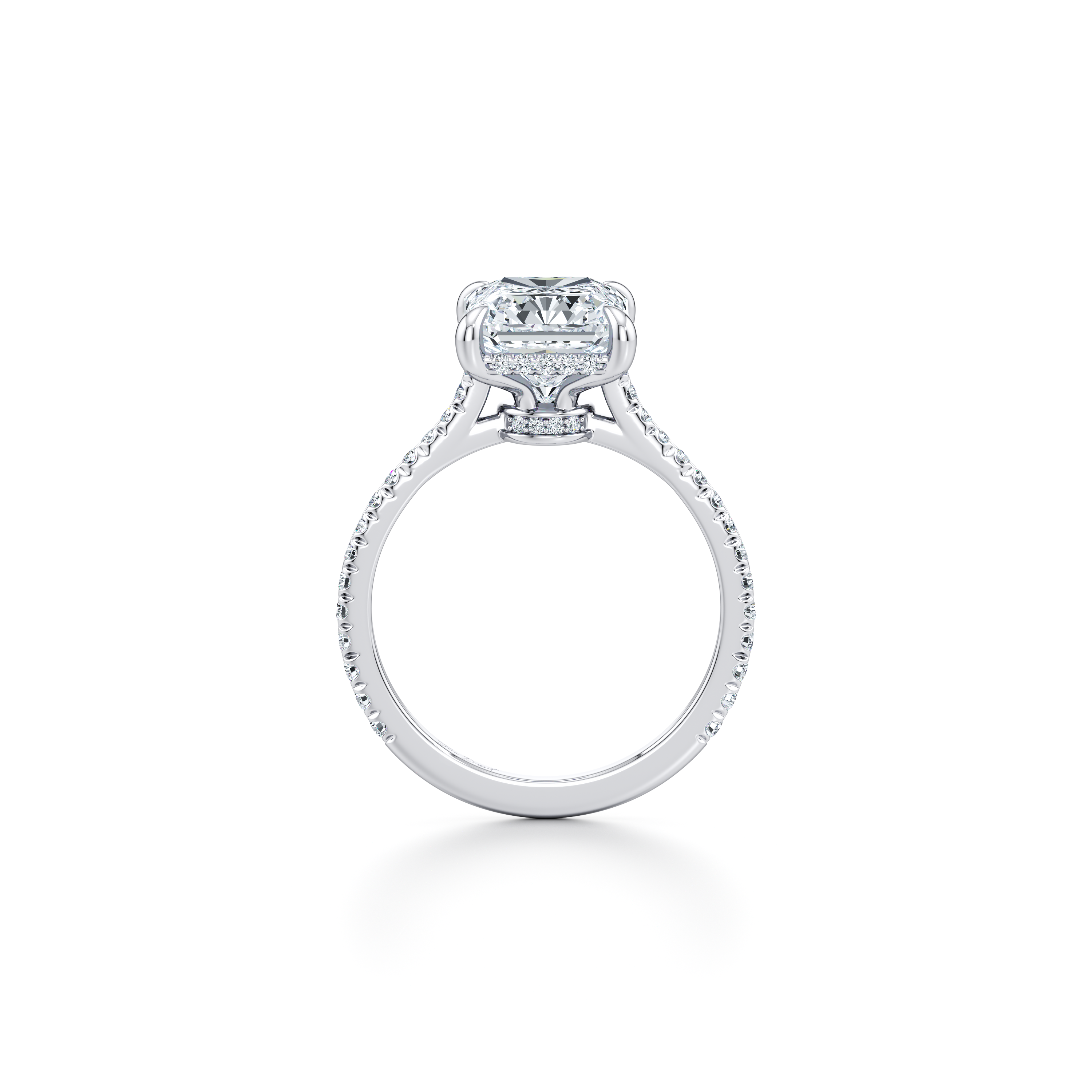 2.0 Carats Lab Grown Diamond Radiant Shape F-VS1 Pave Engagement Ring