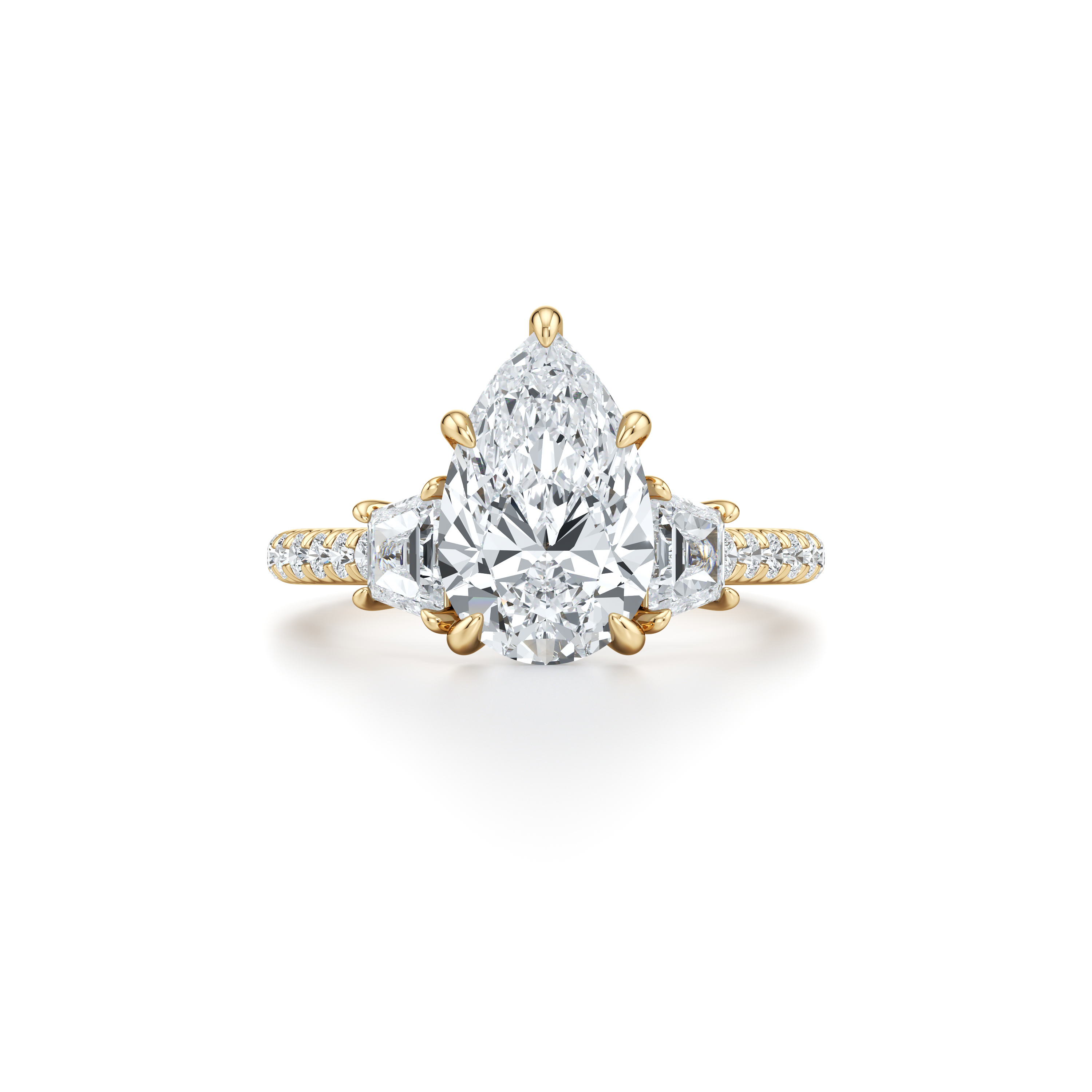 2.0 Carats Lab Grown Diamond Pear Shape F-VS1 Three Stones & Hidden Halo Engagement Ring