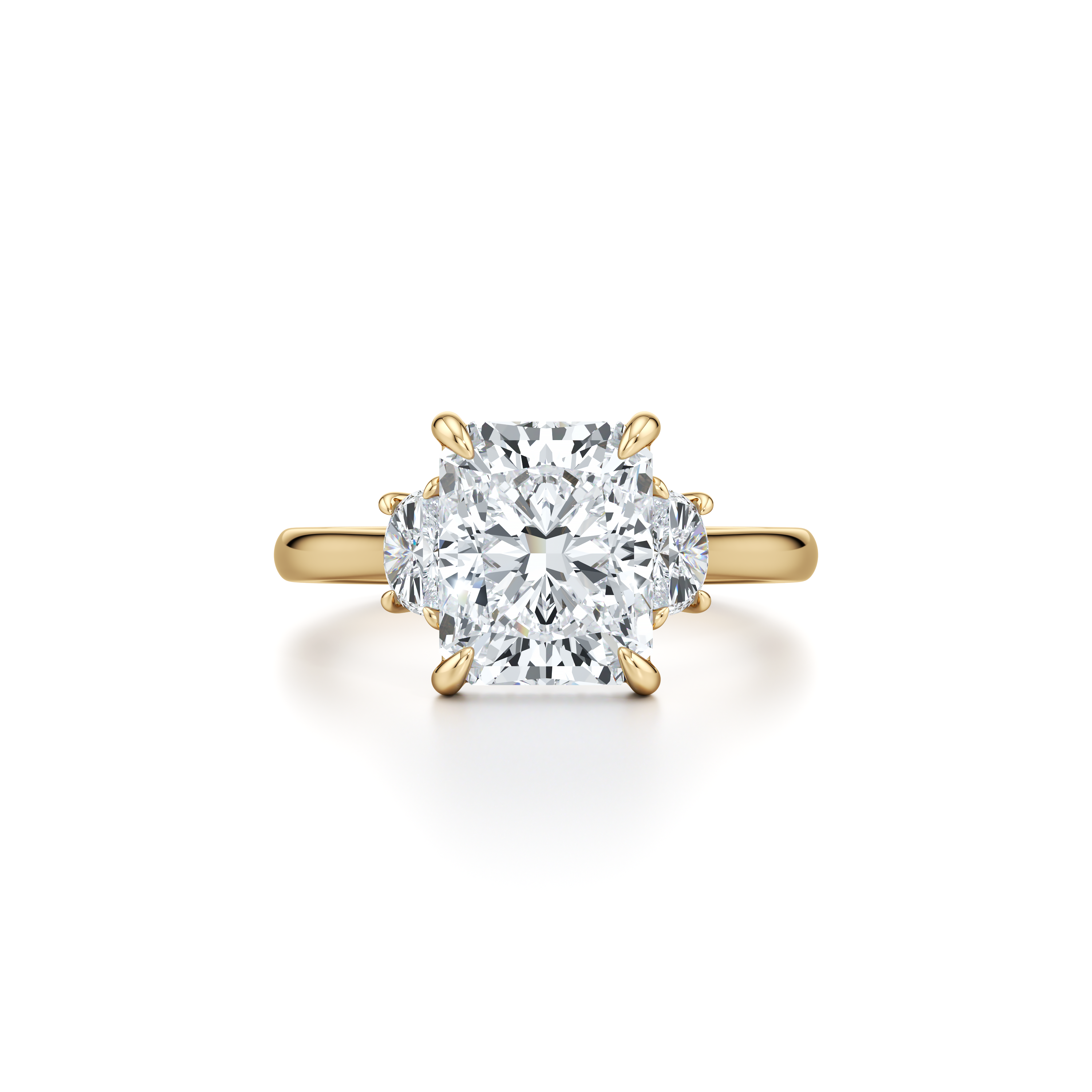 2.0 Carats Lab Grown Diamond Radiant Shape F-VS1 Three Stones & Hidden Halo Engagement Ring