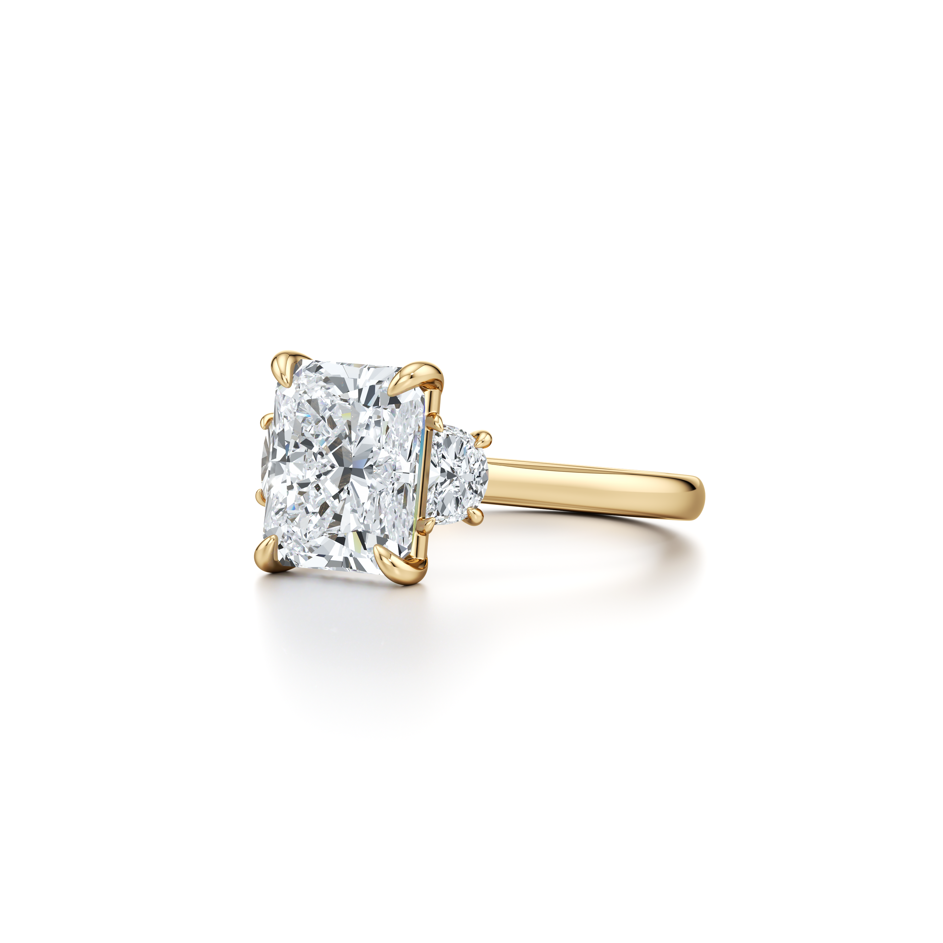 2.0 Carats Lab Grown Diamond Radiant Shape F-VS1 Three Stones & Hidden Halo Engagement Ring