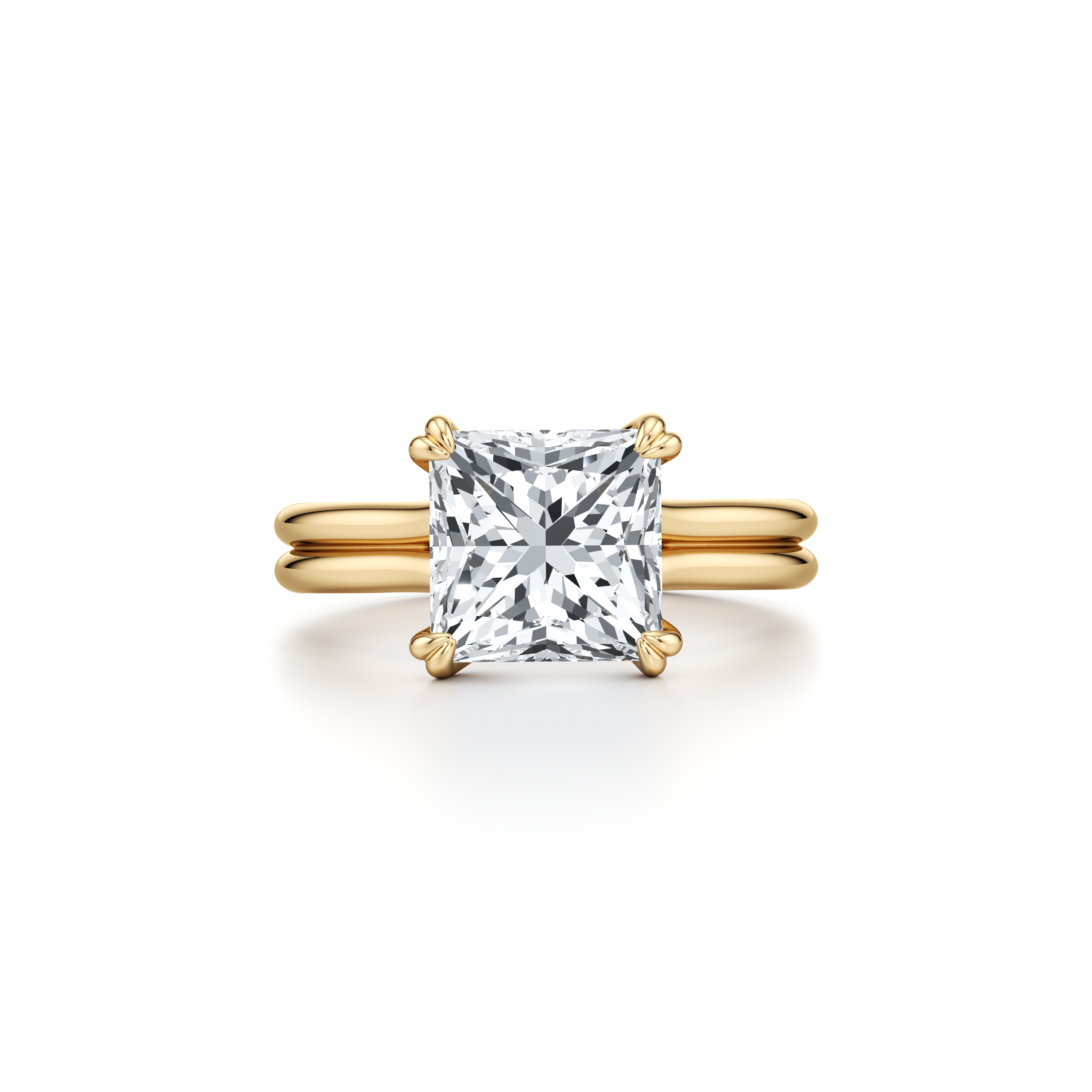 2.0 Carats Lab Grown Diamond Princess Shape F-VS1 Double Band Style Engagement Ring