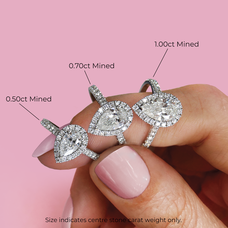 2.0 Carats Lab Grown Diamond Pear Shape E-VS1 Halo Engagement Ring