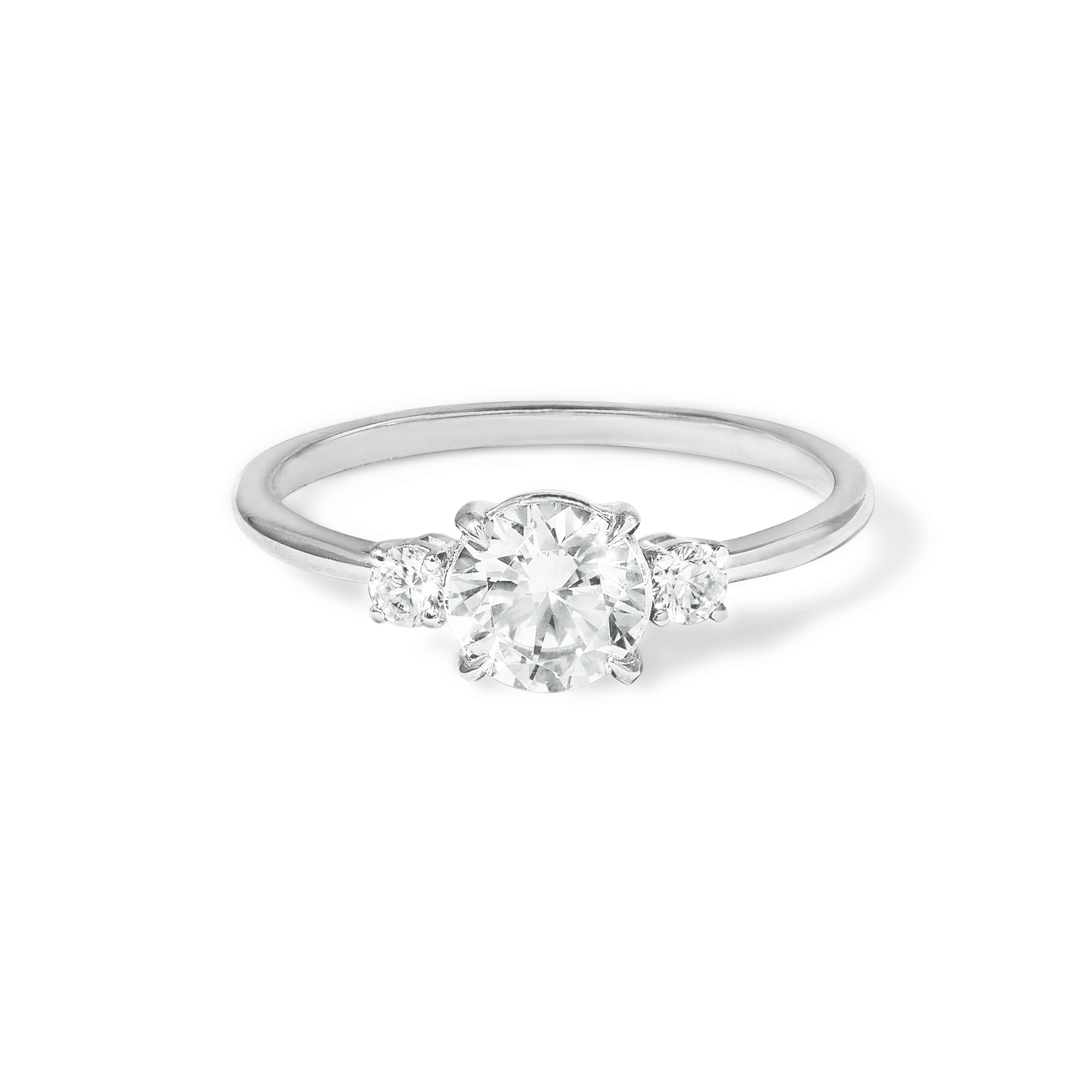 0.90 CT Round G/SI1 CVD Diamond Three Stones Engagement Ring
